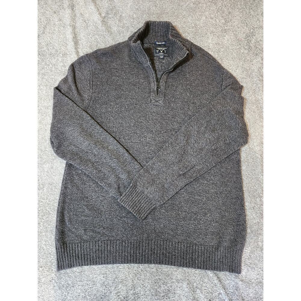 American Eagle Seriously Soft Men's XL 1/4 Zip Gray Sweater Cabincore Y2K Cozy